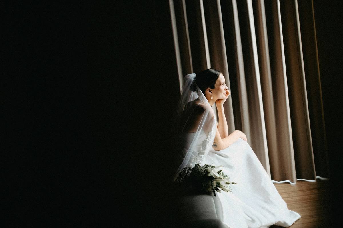 Before and after photos of Lisa's bridal updo, showing the transformation and elegance.